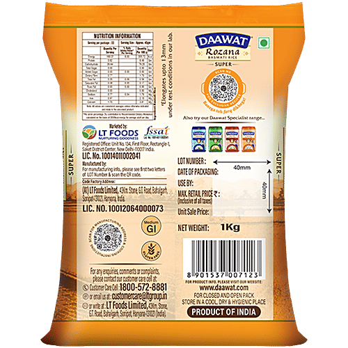 Daawat Rozana Super Basmati Rice, 1 kg
